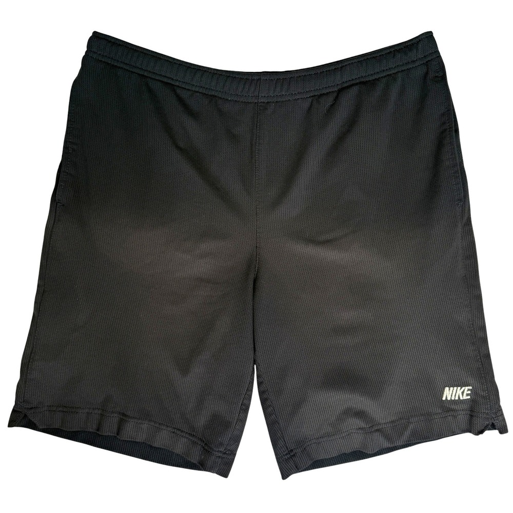 Nike Athletic Shorts Men Medium Black Mesh Drawstring Pockets Sport Training SEE